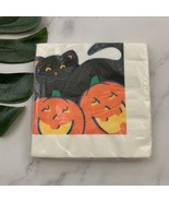 Hallmark Vintage Paper Luncheon Napkins NOS Black Cat Halloween Jack o L... - $12.86