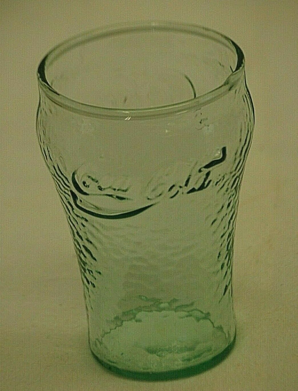 Primary image for Coca Cola Coke Pebbled Green Drinking Glass Vintage Soda Pop 4" Tall