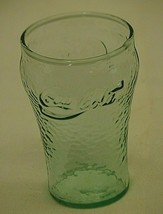 Coca Cola Coke Pebbled Green Drinking Glass Vintage Soda Pop 4&quot; Tall - $12.86