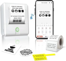 Puqu Q1 Label Maker Machine With Tape, 2 Inch Portable Thermal Bluetooth, Phone - $39.97