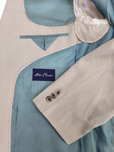 Alan Flusser 100% Silk 46R Brown On Tan Windowpane Men&#39;s XL Sport Coat - $34.64