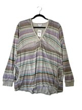 Mimi Maternity Womens Top Stripe Tie Front Pullover Hoodie Multicolor Size S Nwt - £9.03 GBP