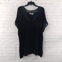 Raya Sun Cover Up Womens Small Black Short Sleeve V Neck Crochet Lace Tr... - $17.99