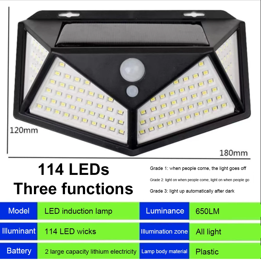 Solar Floodlight 100W 200W 300W Street Light Outdoor Wall Lamp PIR Motion Sensor - £50.65 GBP