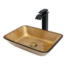 Elegant Rectangular Tempered Glass Bathroom Sink Golden - $1,599.48