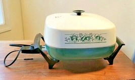 Vintage West Bend Completely Immersible Electric Skillet Green/Beige #72017 - $39.55