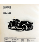 1908 Studebaker Model H Runabout Print Catalog Advertisement Automobilia... - $39.99