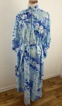 Vintage Ja-Na of Hawaii Women&#39;s Muumuu Kaftan Maxi Dress Hawaiian Blue F... - £81.47 GBP