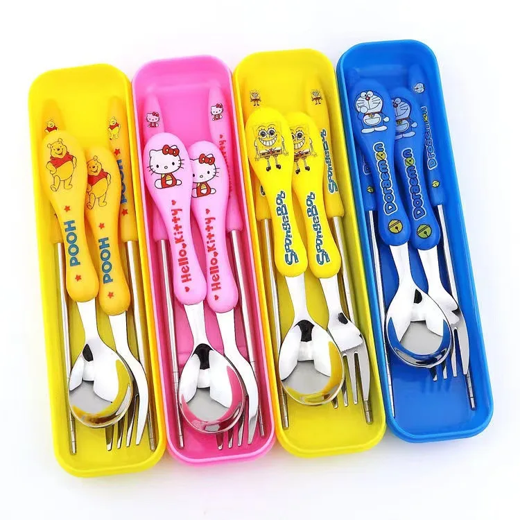 Kawaii Kt Cat Cartoon Kids Portable Stainless Steel Cutlery Anime Cute - £8.50 GBP