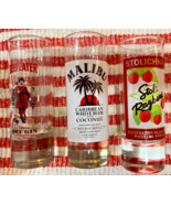 3 Shot Glasses Stolichnaya,  Malibu, Beefeater - $13.87 CAD