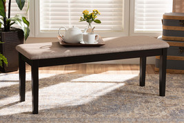 Flannery Sand Fabric Upholstered and Dark Brown Dining Bench - $2,074.51 MXN