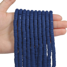 THRELE 3600 Pcs Navy Blue Clay Beads for Bracelets Making, 10 Strands Flat round - £10.27 GBP