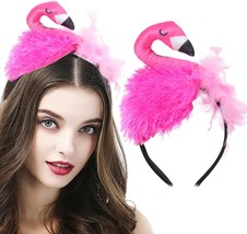 Flamingo Headbands Pink Head Boppers Hawaii Flamingo Hair band Tropical Hair Hoo - $29.52