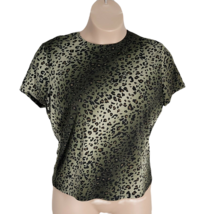 Kathie Lee Cute Cheetah Print Shirt Blouse ~ Sz XL ~ Brown ~ Short Sleeve - £17.69 GBP