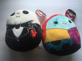New Disney Nightmare Before Christmas Jack &amp; Sally 8&#39;&#39; Squishmallows Plu... - $26.96
