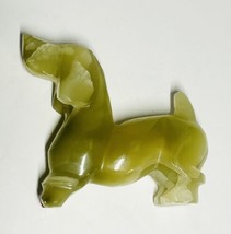 Green Onyx Dog Figure Hand Carved Figurine Statue Wiener Dog Dachshund Beige 4” - $19.80