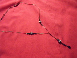 Y Necklace of Black Beads - Vintage - €14,53 EUR