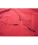 Y Necklace of Black Beads - Vintage - $17.00