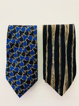 Executive Silk Ties Set of 2 Navy Blue Jewel &amp; Imported Silk Brown Strip... - $19.80