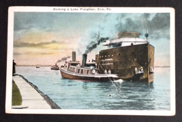 Docking a Lake Freighter Ship Tugboat Erie Pennsylvania Postcard c1920s (Crease) - £6.38 GBP