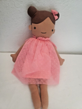 Target Cloud Island Doll Plush Stuffed Toy Pink Dress Brown Hair in Buns - $17.33