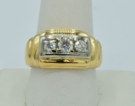 14k Yellow Gold 3 Diamond .45 ctw Ring with White Gold Accent - £1,258.97 GBP