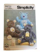 Simplicity Sewing Pattern S9731 Plush Large 18&quot; Jointed Stuffed Animal Bear UC - £7.96 GBP