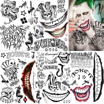 5 Sheets 3D Joker Tattoos Hand Face Halloween Makeup Kit Smile Face Ghost Clown  - £17.81 GBP