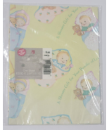 Vintage American Greetings Wrapping Paper Baby Shower Unisex Gift Wrap New - $9.51 CAD