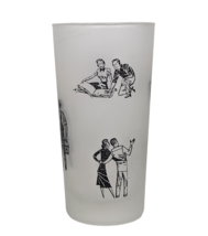 Vintage Libbey Frosted Glass Tumbler Painter Comic - $14.85