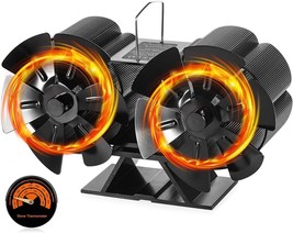 2-Motor Fireplace Stove Fan 2-Head Heat Powered Stove Fan For Log Wood B... - $65.99