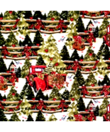 New Fat Quarter Fabric Red Truck Christmas Multicolor Farm Crafts Quilt Sew - $10.40