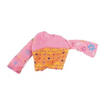 2001 Barbie &amp; Krissy Stroll N Play Pink 3/4 Sleeve Top Yellow Print Floral 50964 - £5.57 GBP