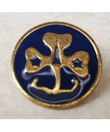 Vintage Enamel Girl Scout Blue &amp; Goldtone World Trefoil Pin Clover &amp; Stars - €14,44 EUR