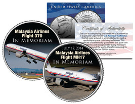 Malaysia Airlines Flight 370 &amp; MH17 In Memoriam Jfk Half Dollar Colorized Coin - £6.84 GBP