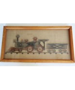 Vintage MCM framed string art pin &amp; thread art train engine locomotive r... - $89.99