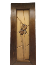 Vintage Artisan Hand Carved Walnut Wood Relief Art Panel 6X15&quot; Floral Vine - £46.69 GBP