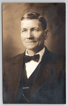 RPPC Handsome Gentleman With Smile And Bow Tie Postcard V23 - £7.03 GBP