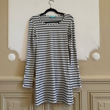 Melissa Odabash Marine Striped Mini Dress Silver Metallic Arm Peep Holes M - $1,100.82 MXN
