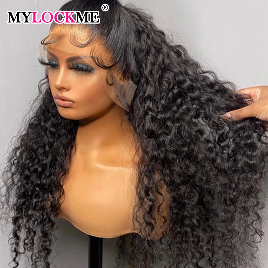 Deep Wave Frontal Wig 13X4 Lace Front Human Hair Wigs For Women Brazilian Wat - £68.22 GBP+