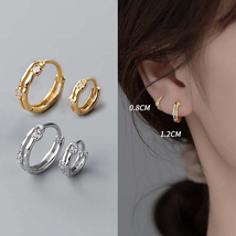 Cz Diamond Inlay Huggie Hoops Earrings Dainty Hoop Earrings Women&#39;s Fine Jewelry - £11.19 GBP+