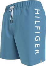 Tommy Hilfiger Men&#39;s Big &amp; Tall 7&quot; Logo Swim Trunks with Quick Dry, Blue, 3XL - £28.11 GBP