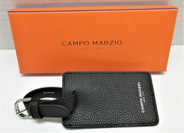 Campo Marzio Luggage Tag Genuine Italian Leather Travel ID Tag - BLACK - £13.10 GBP