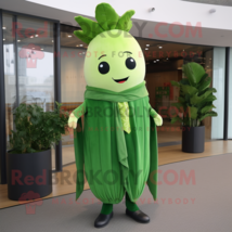 Forest Green Celery mascot costume character dressed with a Suit and Shawls - $1,239.00