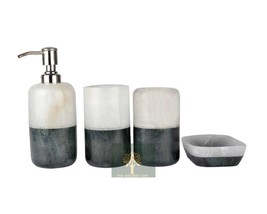 Marble Onyx Bathroom set | Bath accessories | Semi Precious Stones Handm... - £287.11 GBP