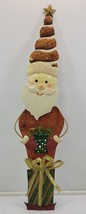 *C) Tin Metal 32&quot; Hanging Santa Claus Christmas Holiday Decoration - $14.84