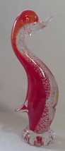 Red and clear Murano glass duck figurine with silver flakes  - $88.00