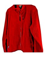 L.L. Bean Men&#39;s Fleece Jacket Red Pockets Mock Neck Zipper Long Sleeve M - $29.69