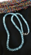 Natural Aquamarine Faceted Beads Necklace, Single Strand Aquamarine Necklace - £191.16 GBP
