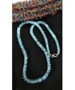 Natural Aquamarine Faceted Beads Necklace, Single Strand Aquamarine Neck... - £186.38 GBP